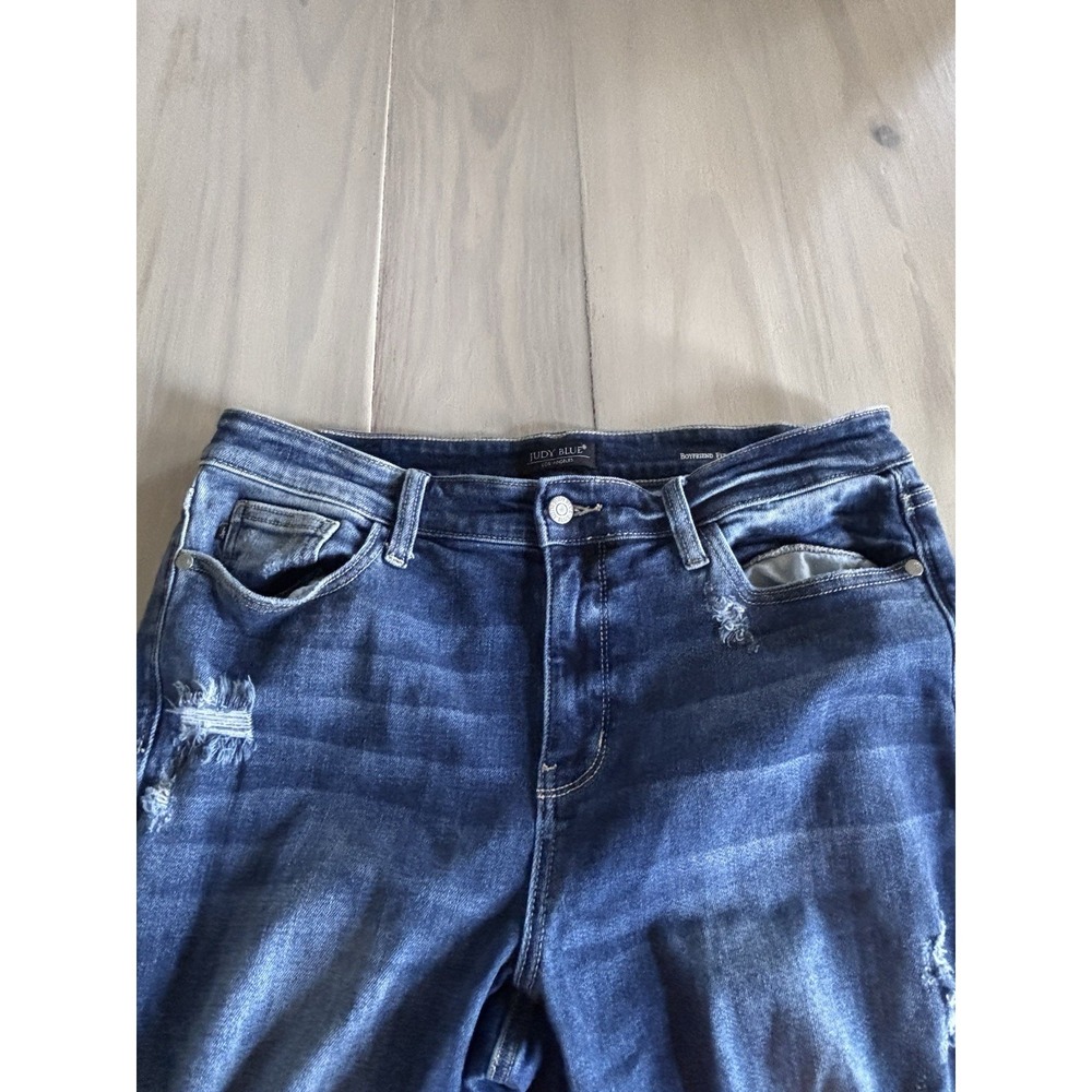 Judy Blue Boyfriend Jeans Junior 15/32 Distressed High Rise Stretch Denim EUC - Picture 11 of 11